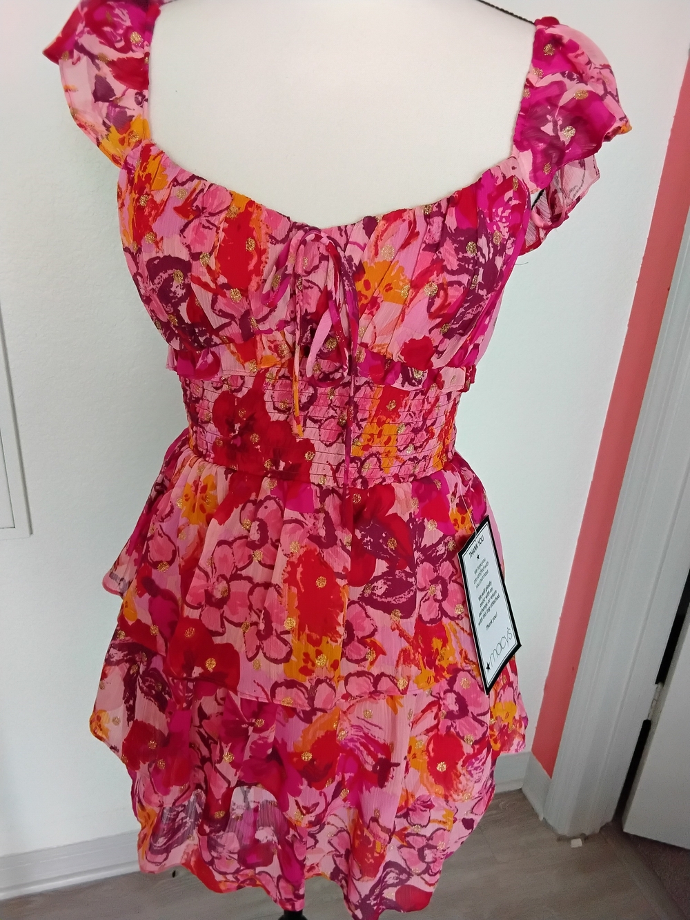 City Studio Pink Floral Ruffle Dress